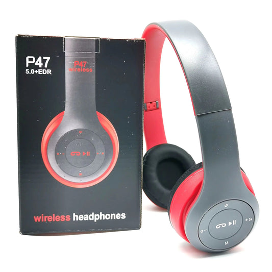 P47 Bluetooth 5.0 Foldable Wireless Headphones - HIFI Stereo Bass Earphones with Mic & USB Adapter - Perfect Gift for Kids and Gamers